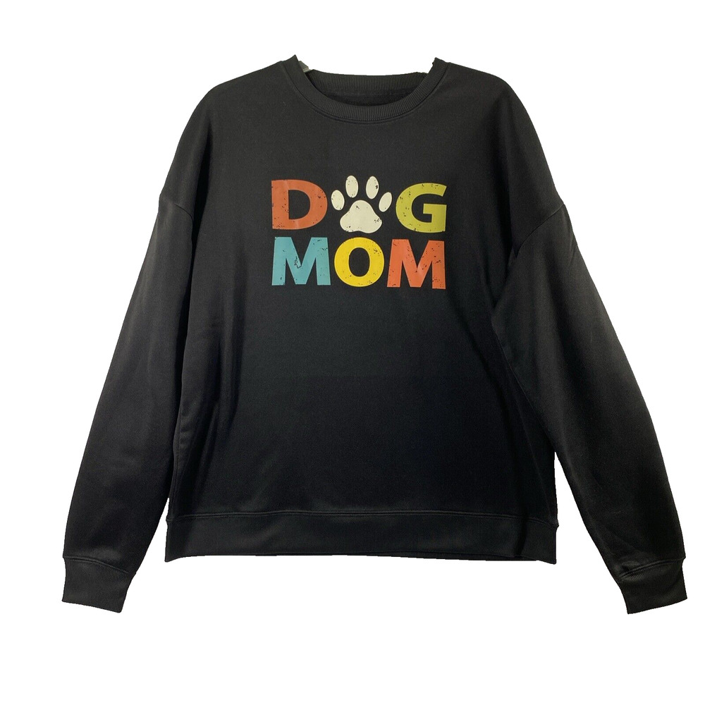 Dog Mom Sweatshirt Womens Small Black Casual Top Cozycore Comfort Pullover